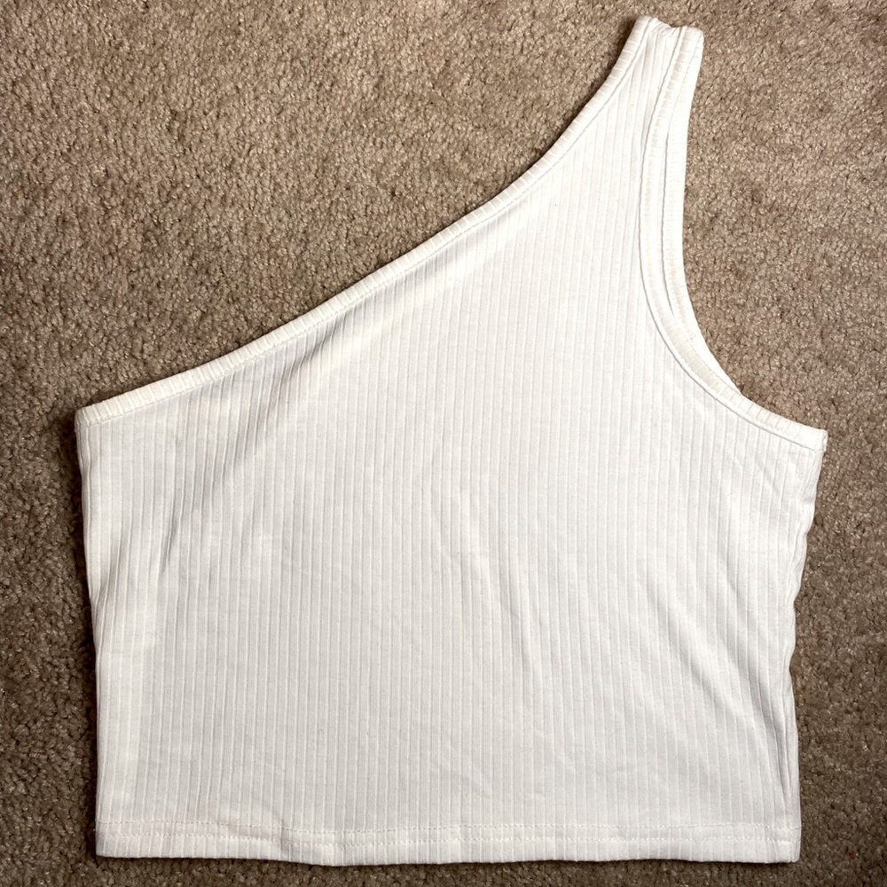 Ribbed One-Shoulder Crop Top